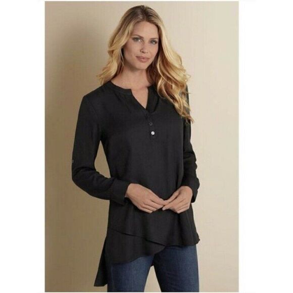 Soft Surroundings In The Study Black Asymmetrical Layered Tunic Size XS - Picture 1 of 10